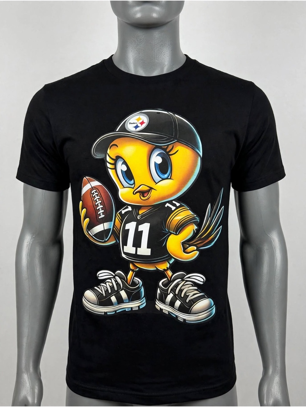 Black Steelers Tweety Football Graphic Tee